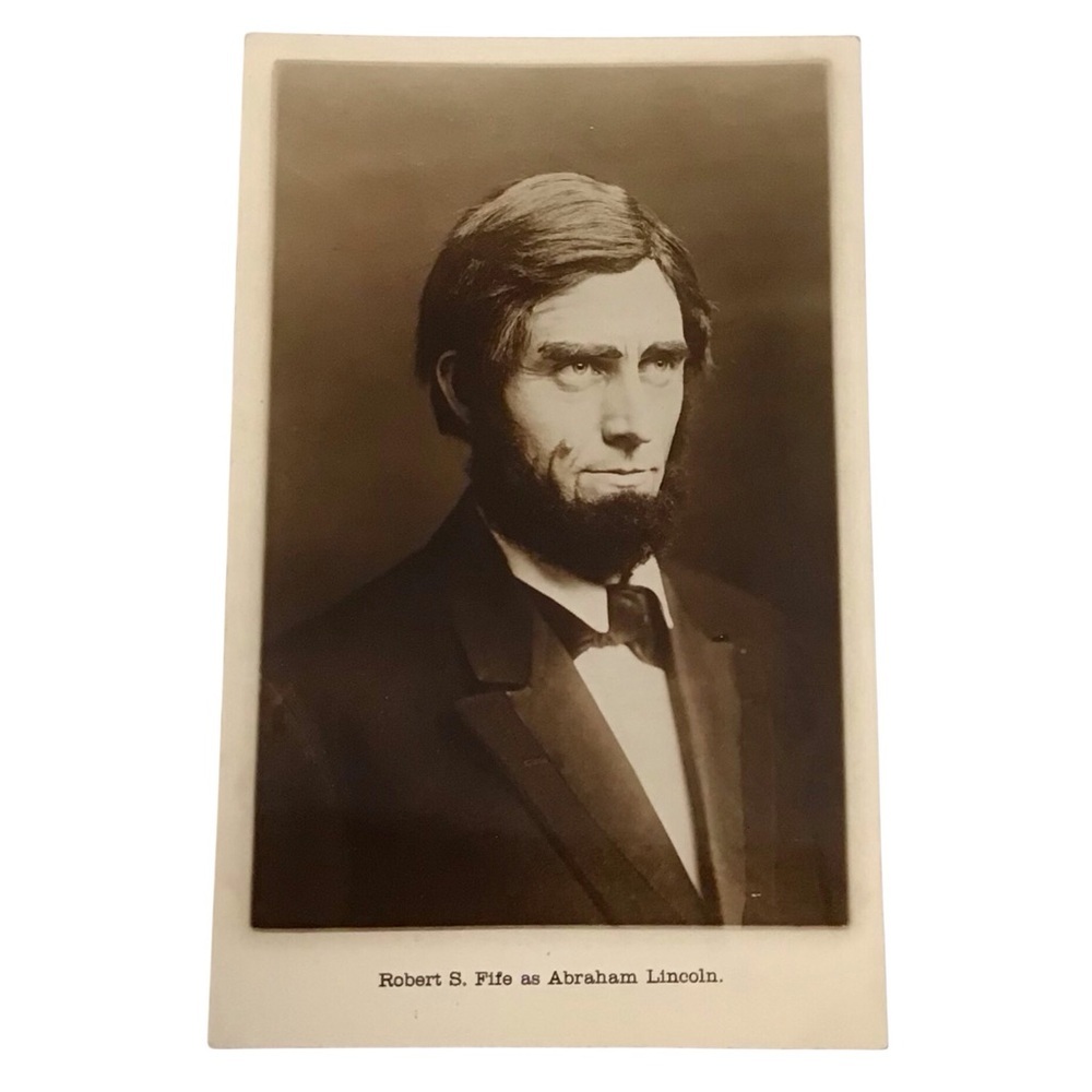 Rev Robert S. Fife Vintage Antique Portrait Photo Postcard As Abraham Lincoln